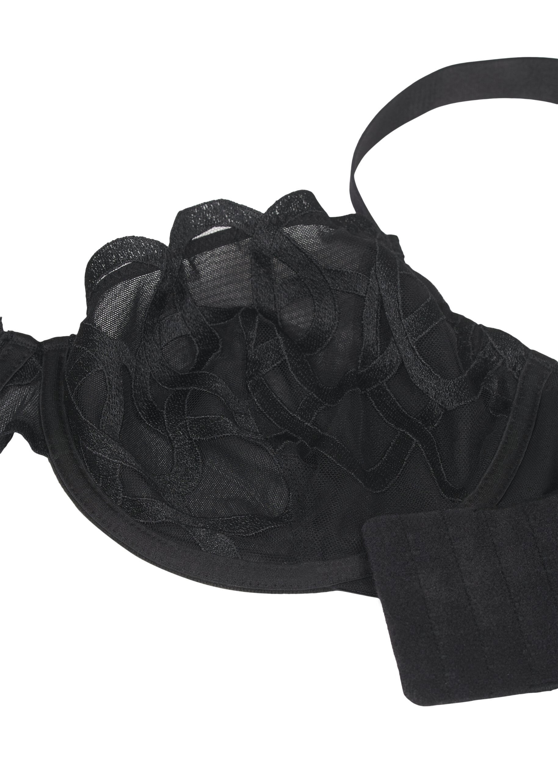 Zizzi Soutien-gorge balconnet avec dentelle graphique, Noir, Packshot image number 3