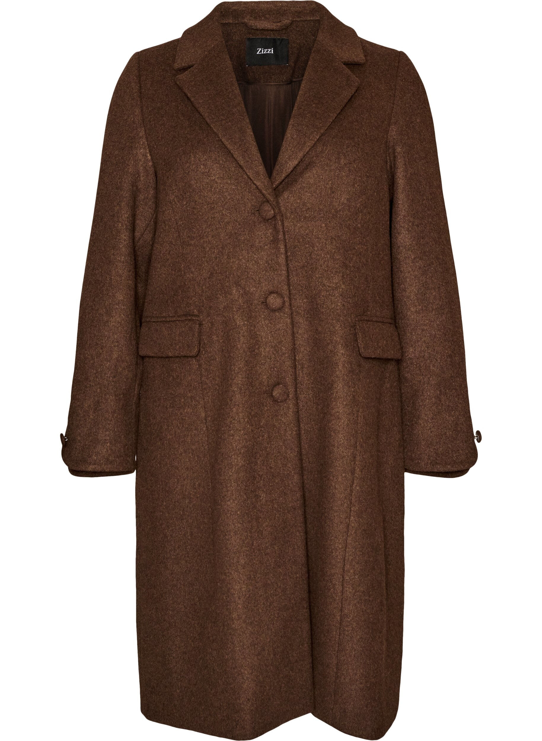 Manteau en m&eacute;lange de laine avec revers et boutons