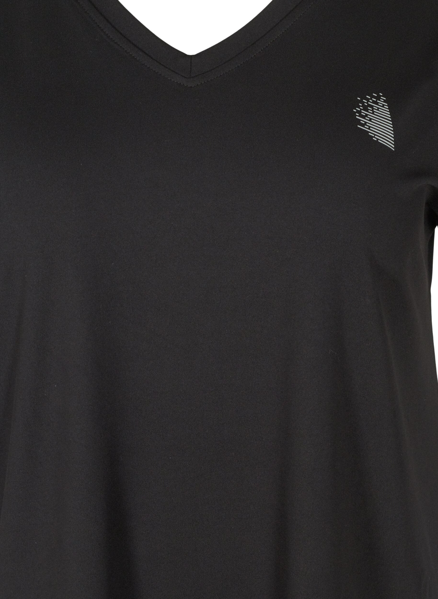 Zizzi Lockeres Trainings-T-Shirt mit V-Ausschnitt, Schwarz, Packshot image number 2