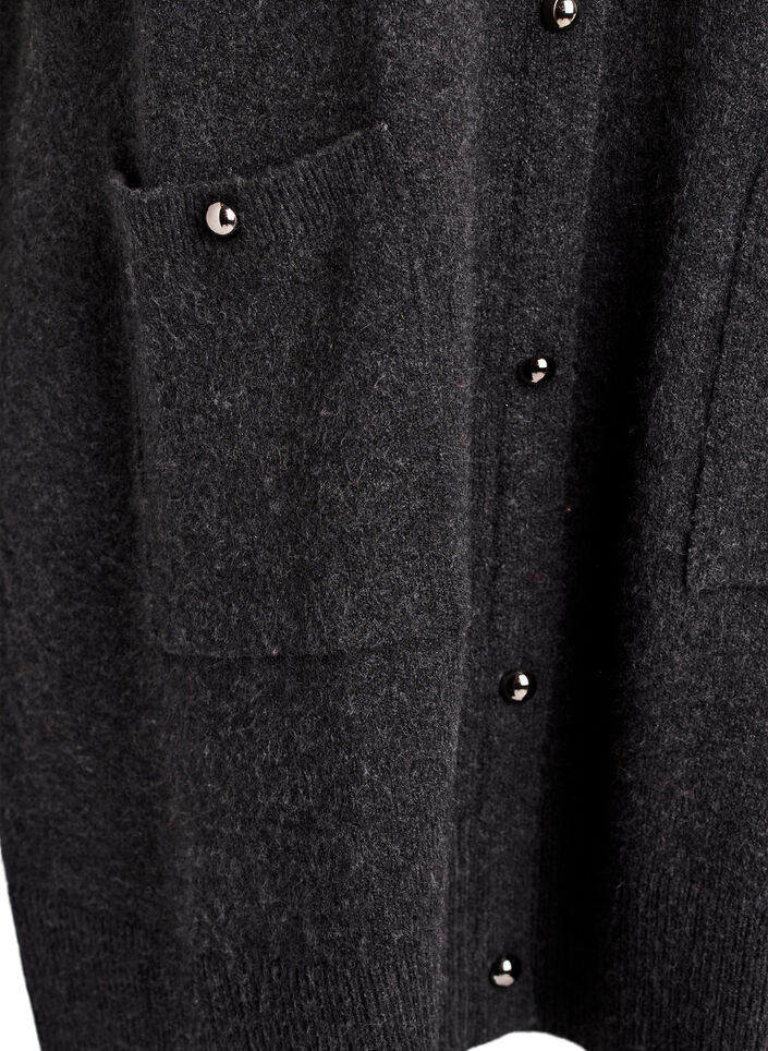 Kurzes Strickkleid mit kurzen Ärmeln und Kugelknöpfen, Grau, Packshot image number 3