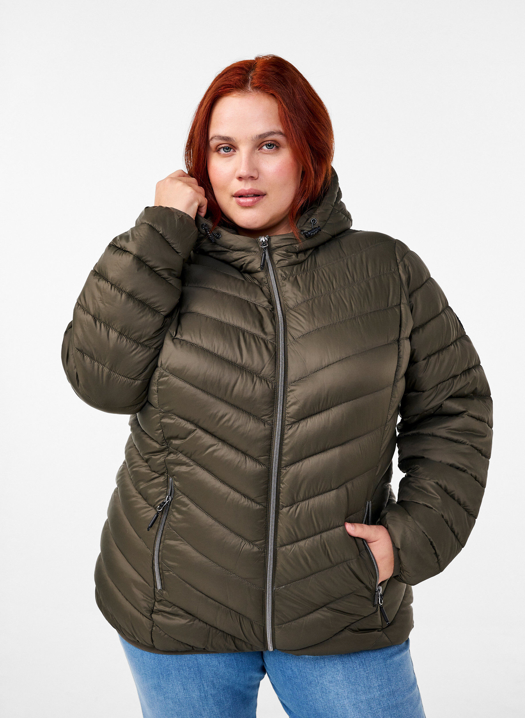 Zizzi Veste l&eacute;g&egrave;re &agrave; capuche, Vert, Model image number 0