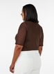 Top en maille avec manches courtes et col rond, Marron, Model image number 2