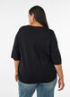 Cardigan en maille avec boutons c&oelig;ur et manches courtes, Noir, Model image number 2