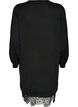 Robe courte en maille avec ourlet en dentelle, Noir, Packshot image number 1