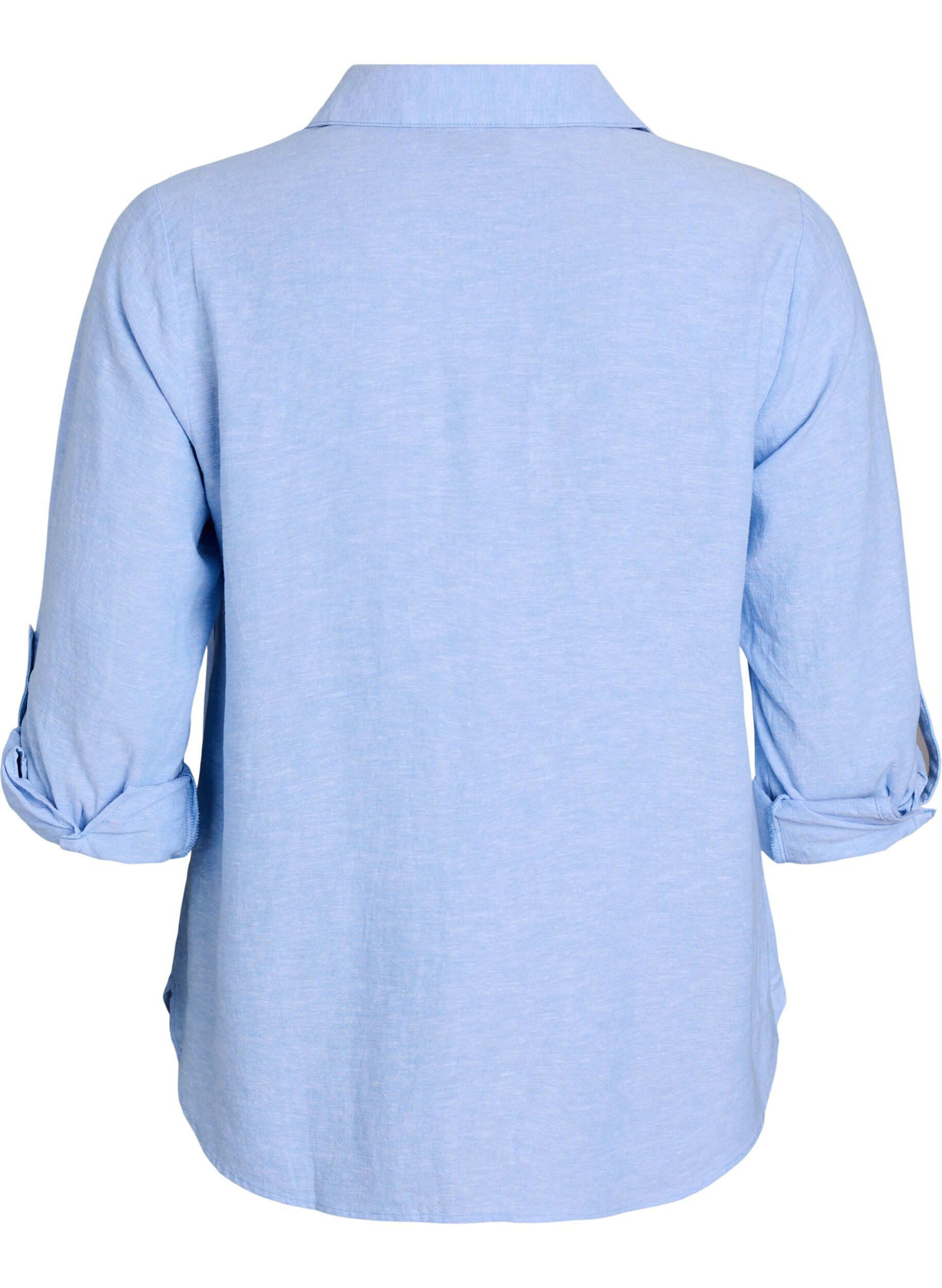 ZizziBluse aus Leinen und Viskose mit 3/4-&Auml;rmeln, Blau, Packshot image number 1