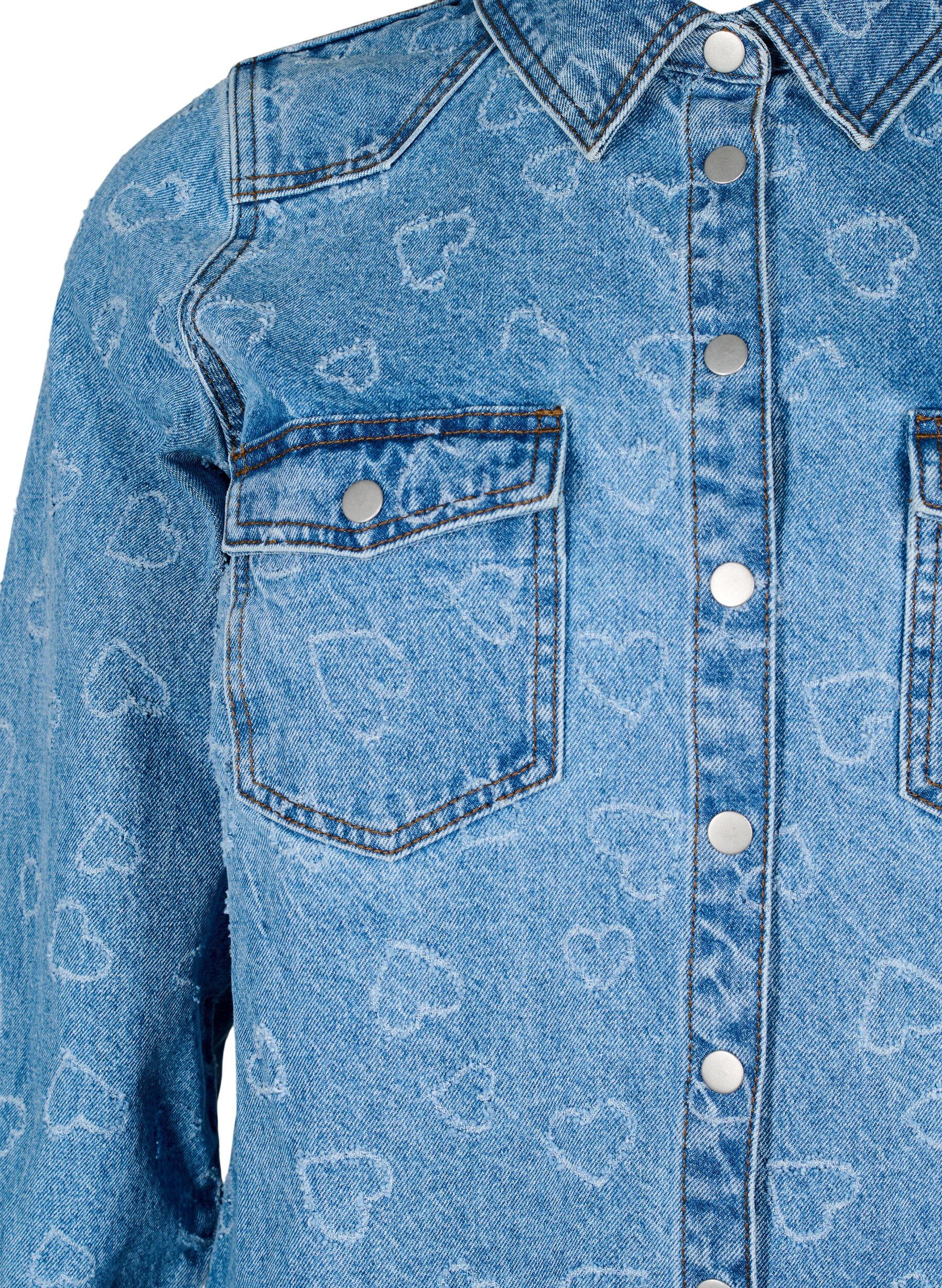 Zizzi Robes en denim avec motif c&oelig;ur, Bleu, Packshot image number 2