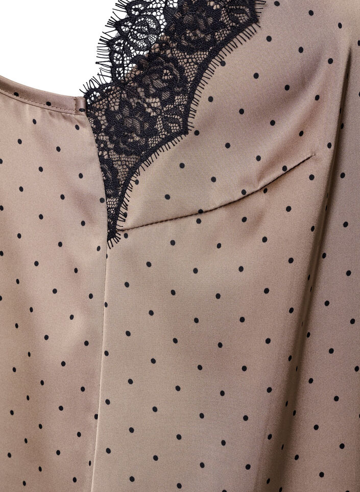 Top &agrave; fines bretelles avec dentelle et ourlet asym&eacute;trique, Beige, Packshot image number 3