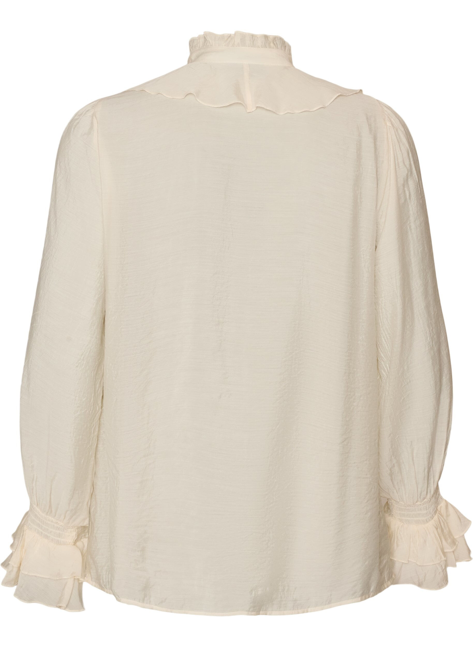 ZizziBlouse en viscose avec volants et manches longues, Vanille, Packshot image number 1