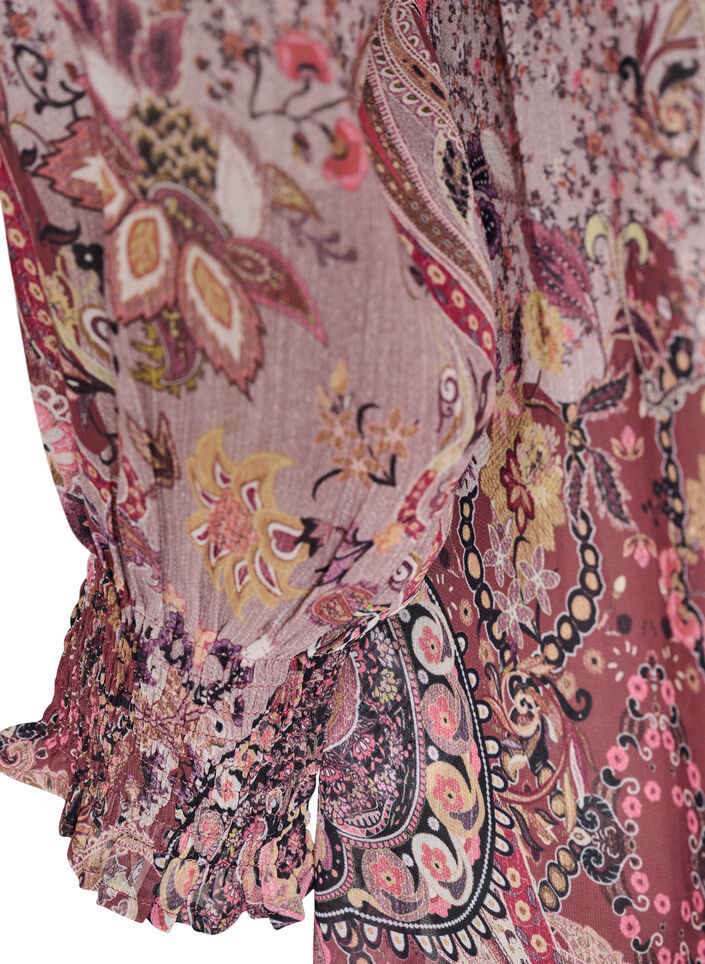 Tunika mit Paisleymuster und gesmokten &Auml;rmelb&uuml;ndchen, Rot, Packshot image number 3