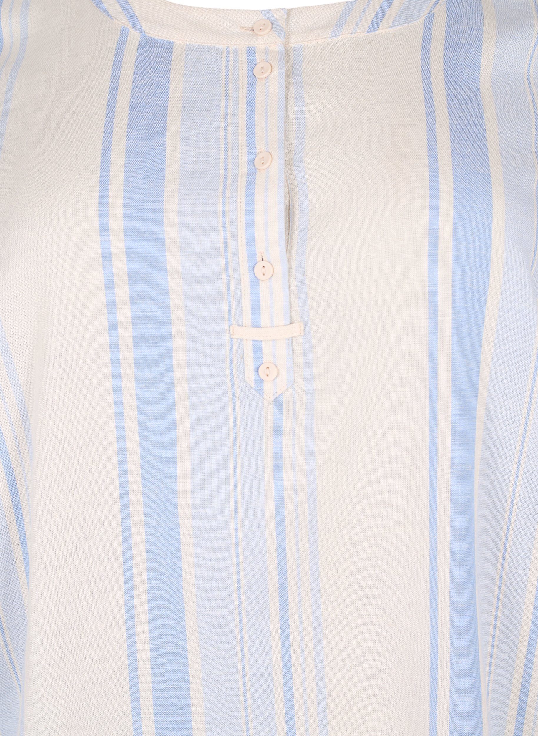 Zizzi Robe ray&eacute;e &agrave; manches longues, Birch w. Stripes, Packshot image number 2