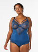 B&uuml;gel-Spitzenbody mit Tr&auml;gerdetails, Blau, Model image number 0