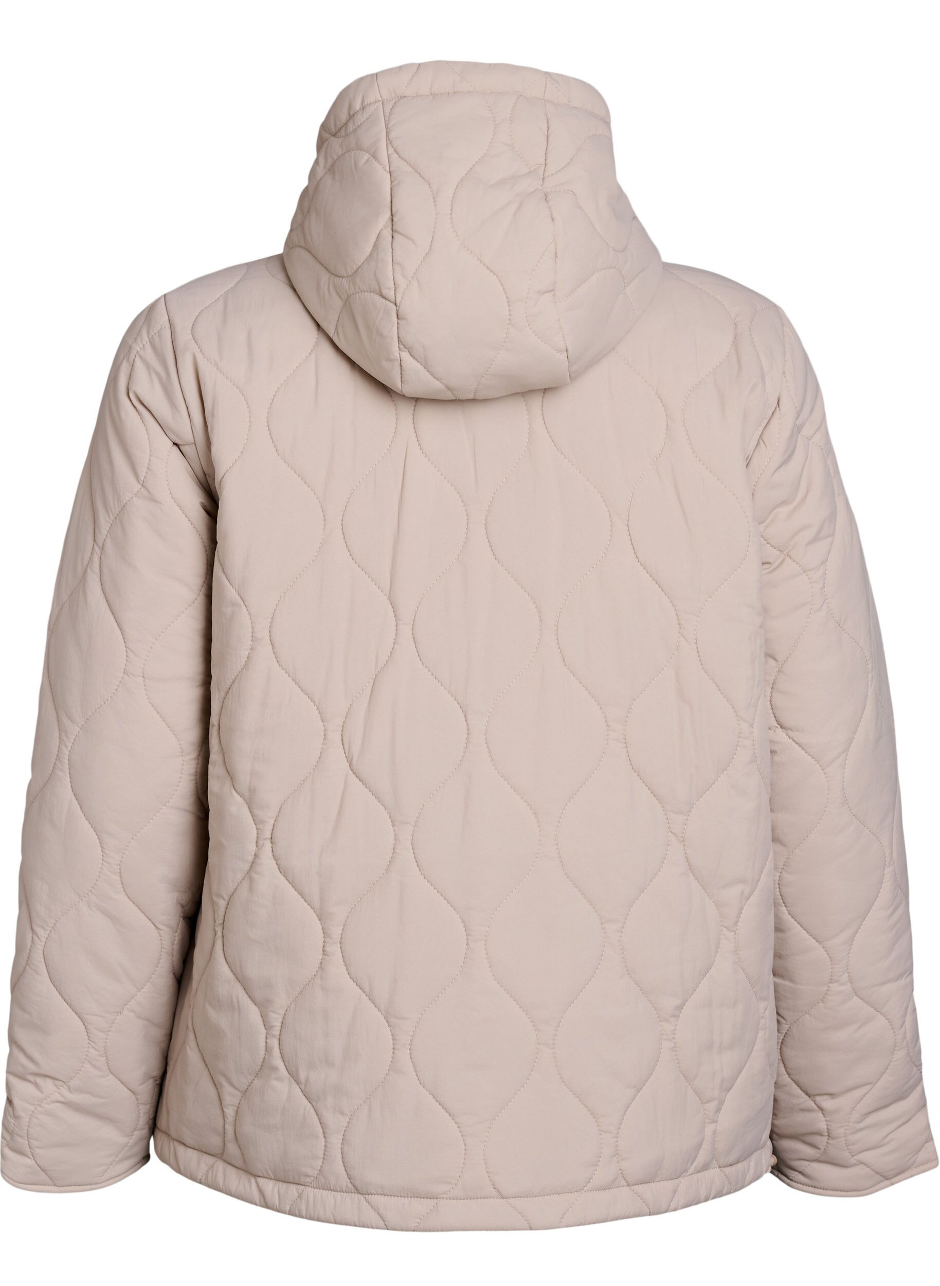 Zizzi Steppjacke mit Kapuze und Taschen, Beige, Packshot image number 1