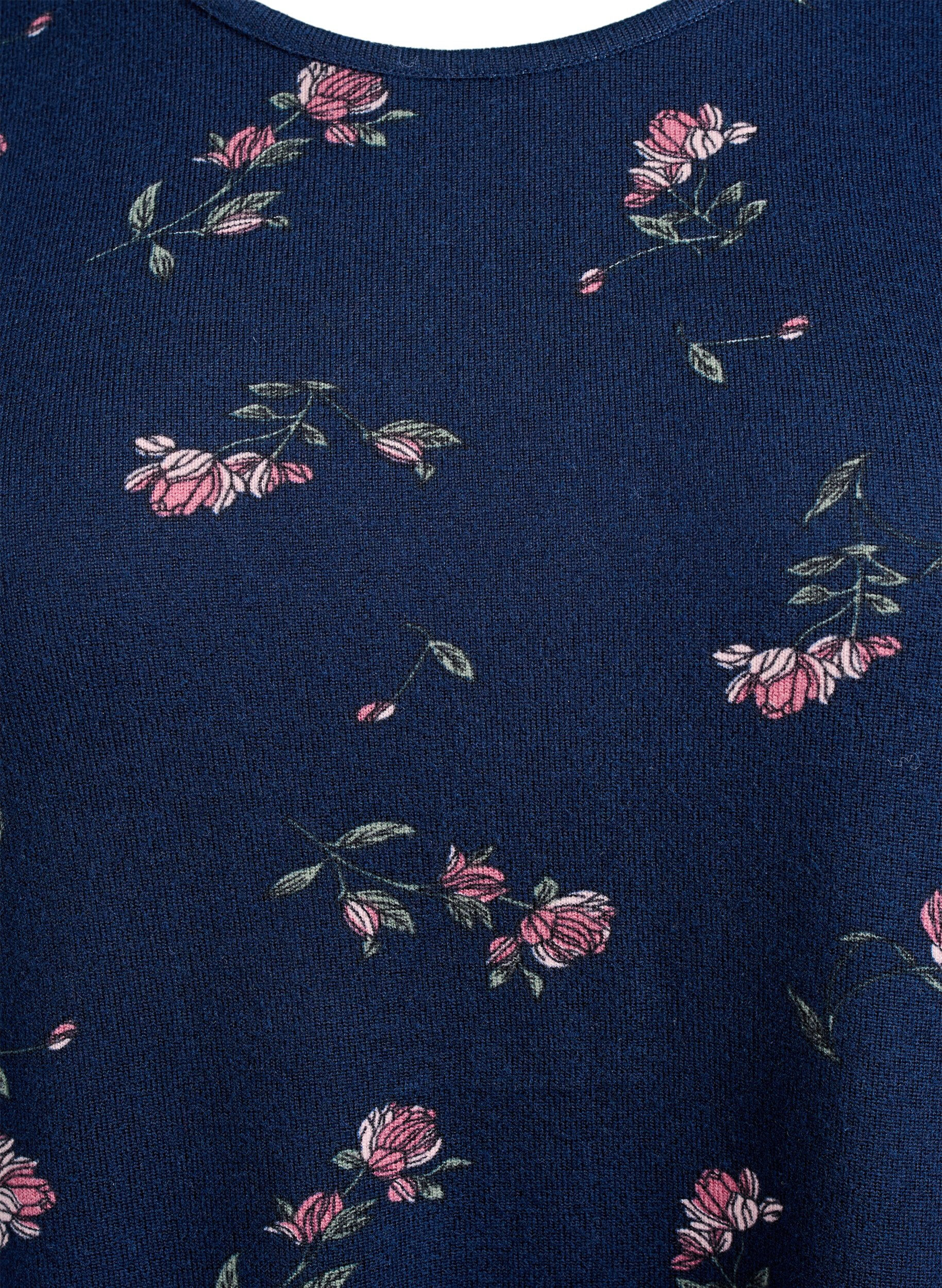 Zizzi Bluse mit Blumenmuster und langen &Auml;rmeln, Blau, Packshot image number 2