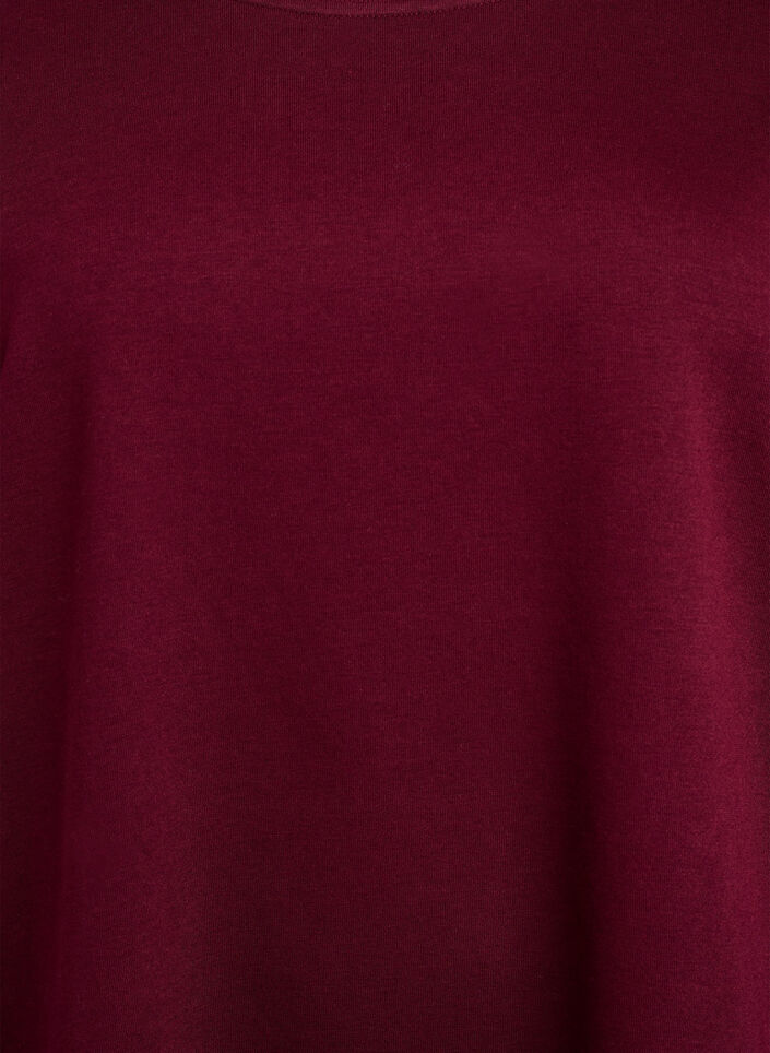 Robe sweat mi-longue avec franges, Bordeaux foncé, Packshot image number 2