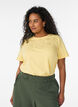 T-Shirt aus Bio-Baumwolle mit Lochstickerei, Gelb, Model image number 0