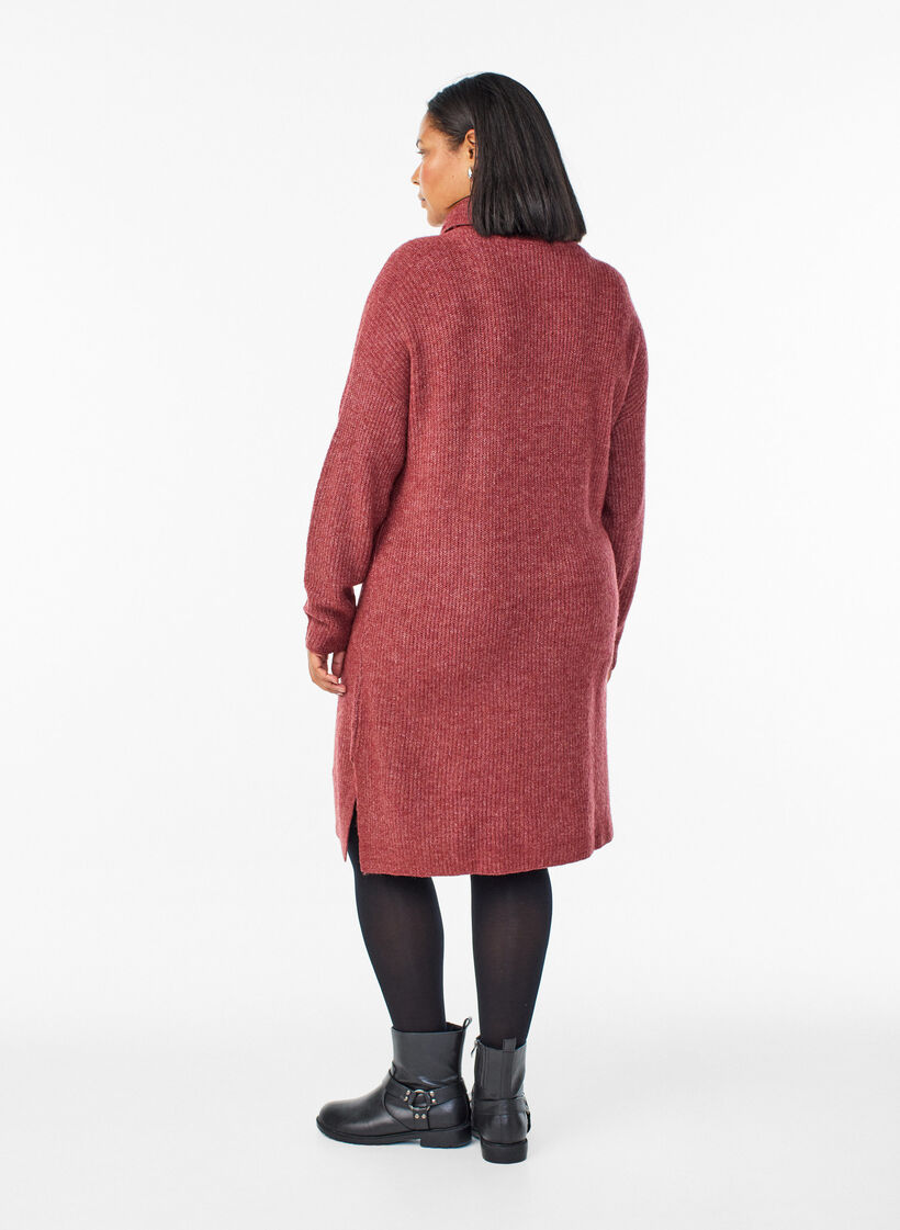 Robe en maille &agrave; col roul&eacute;, Bordeaux, Model image number 1