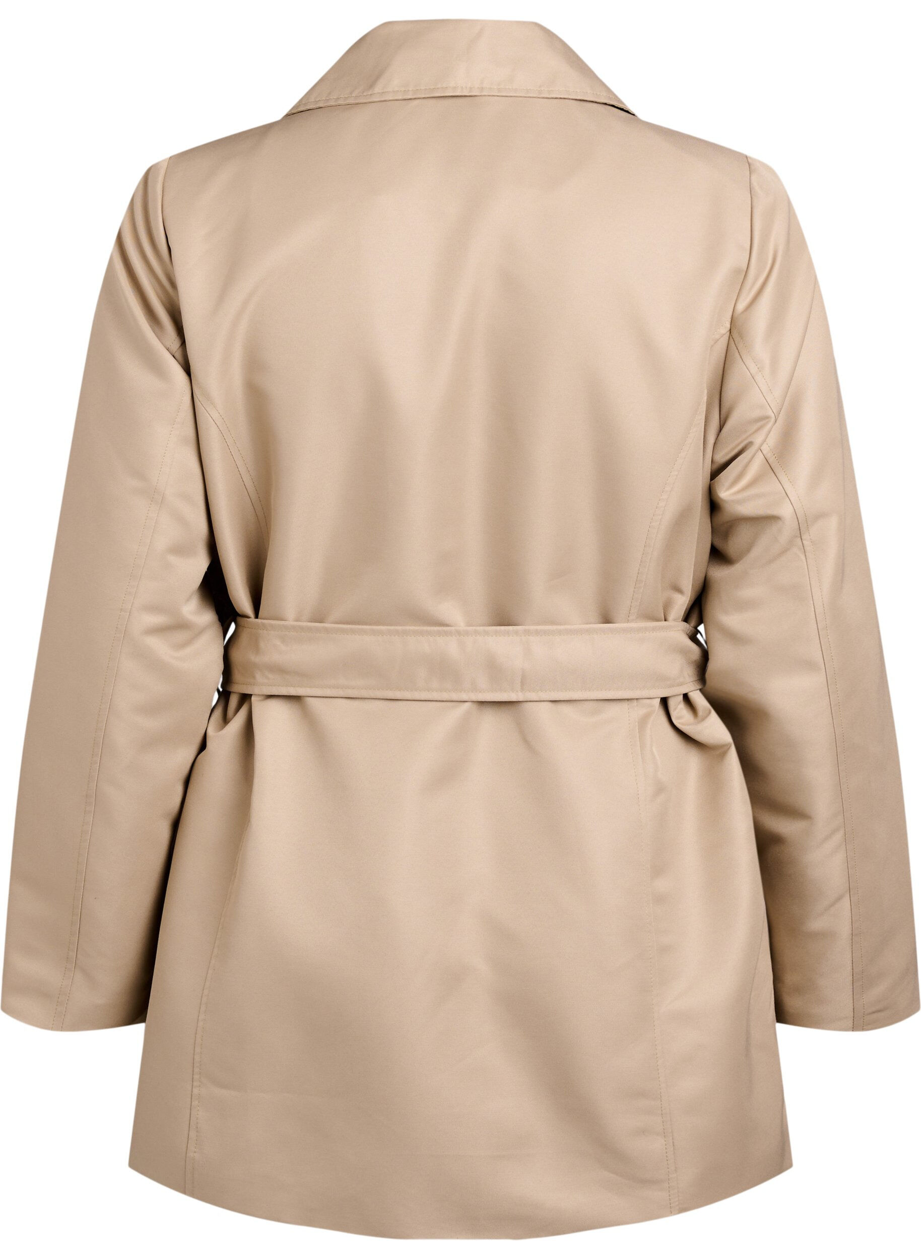 Zizzi Kurzer Trenchcoat mit G&uuml;rtel, Beige, Packshot image number 1
