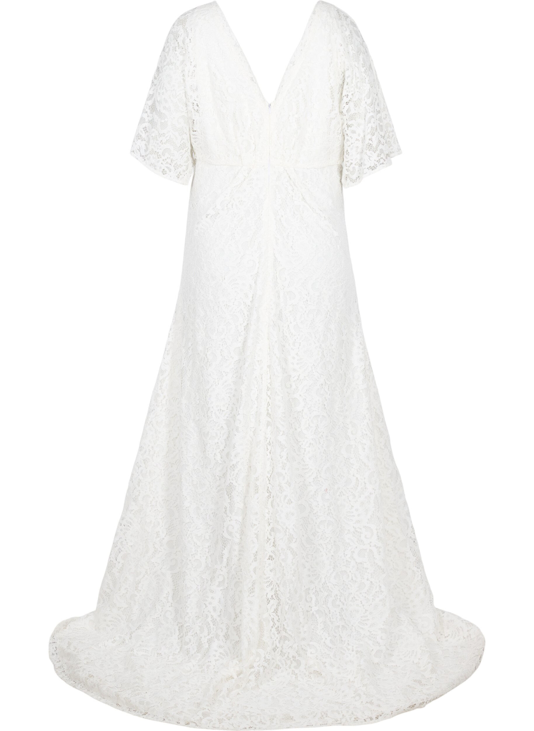 Zizzi Brautkleid mit Spitze und Schlitz, Star White, Packshot image number 1
