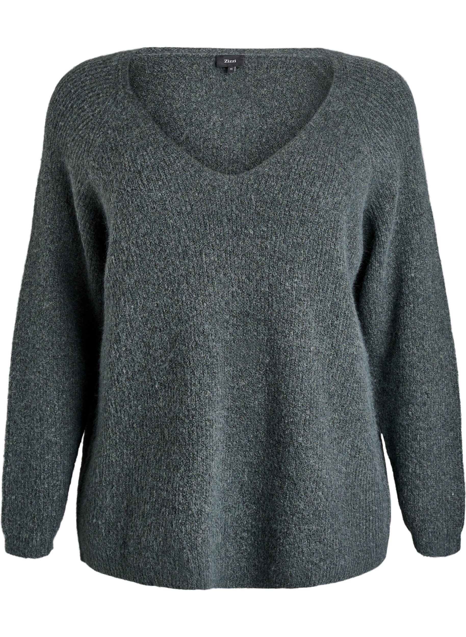 Blouse en maille &agrave; col V et manches raglan