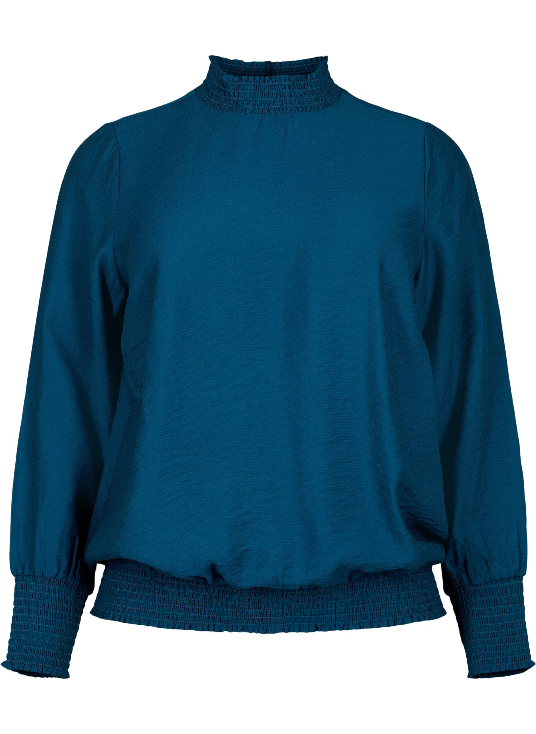 Zizzi Viskose Bluse mit Sch&uuml;rze, Reflecting Pond, Packshot image number 0