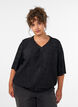 Bluse mit welliger Struktur und Ballonform, Schwarz, Model image number 0