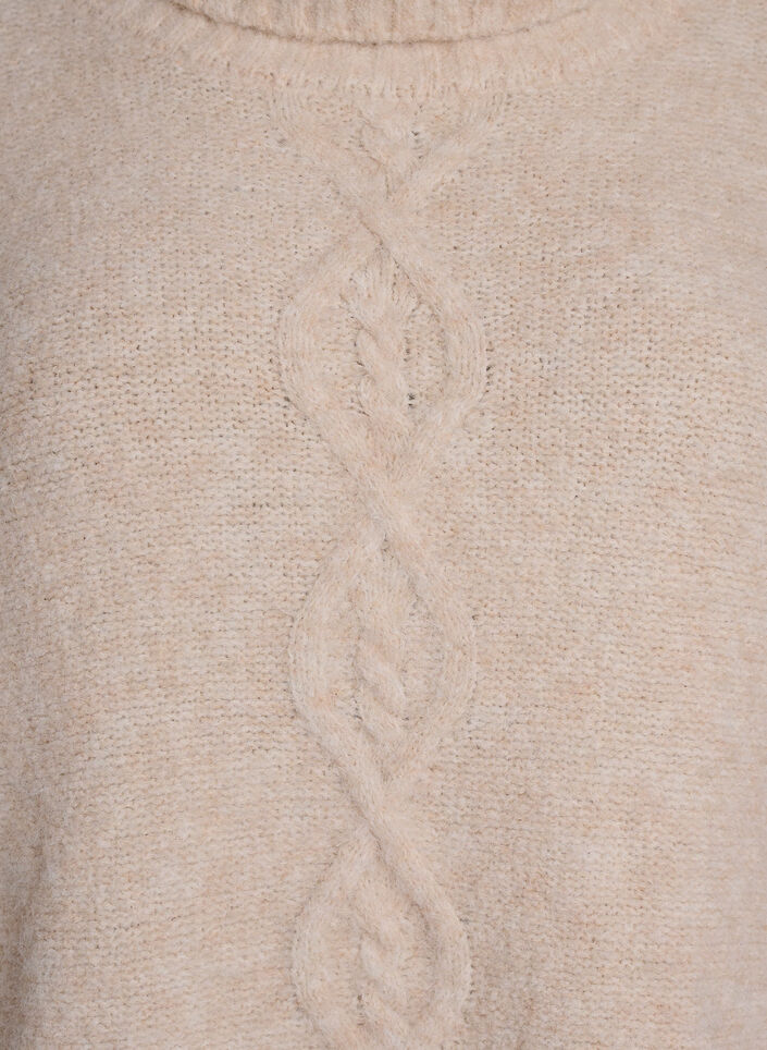 Pullover mit Rollkragen und Zopfmuster, Vanille, Packshot image number 2