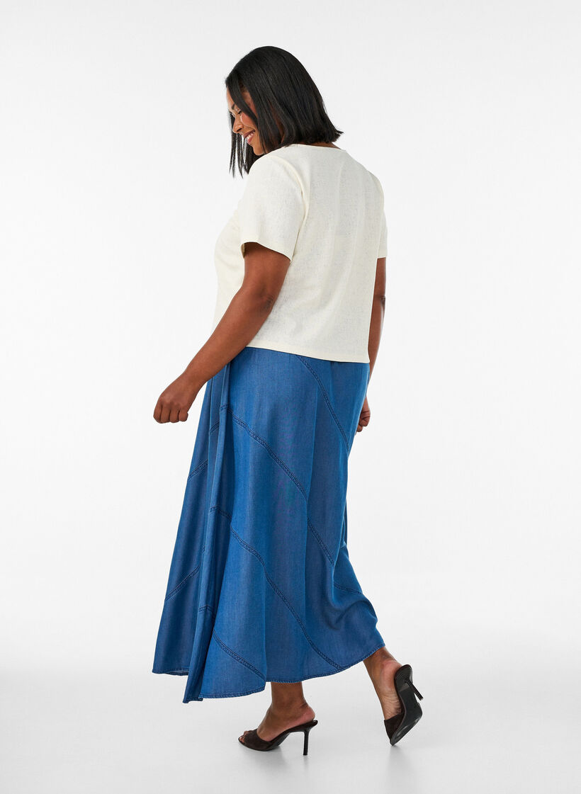 Jupe longue aspect denim en TENCEL&trade; Lyocell, Bleu, Model image number 1