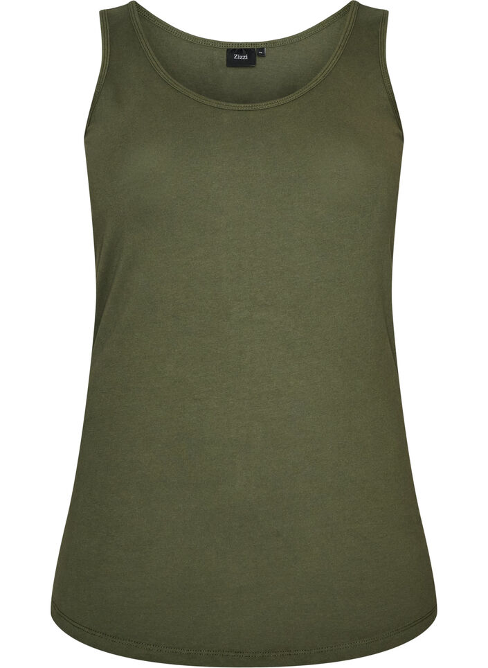 Top basic uni en coton, Vert, Packshot image number 0