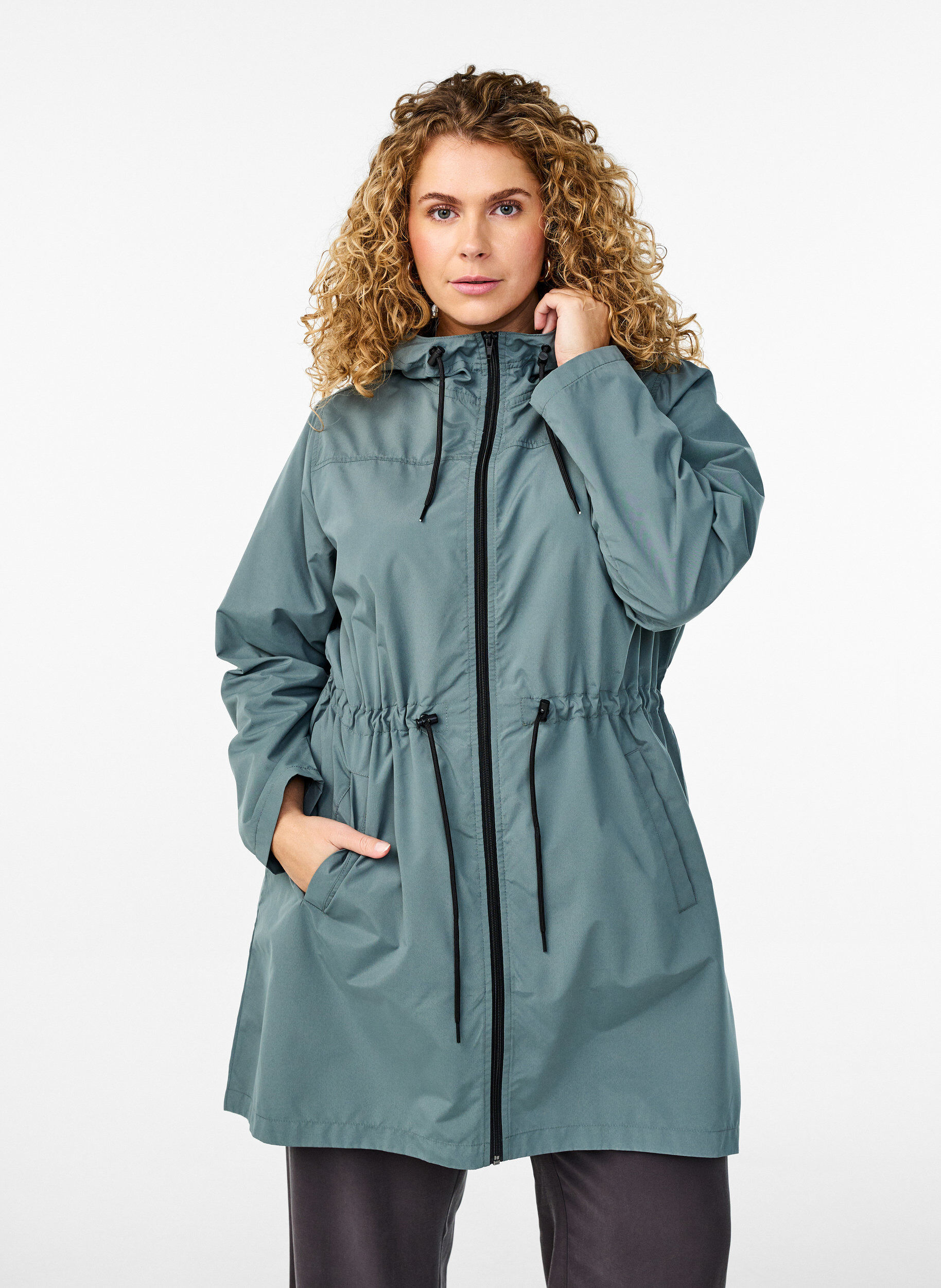 ZizziLeichter Parka mit Kapuze, Gr&uuml;n, Model image number 0