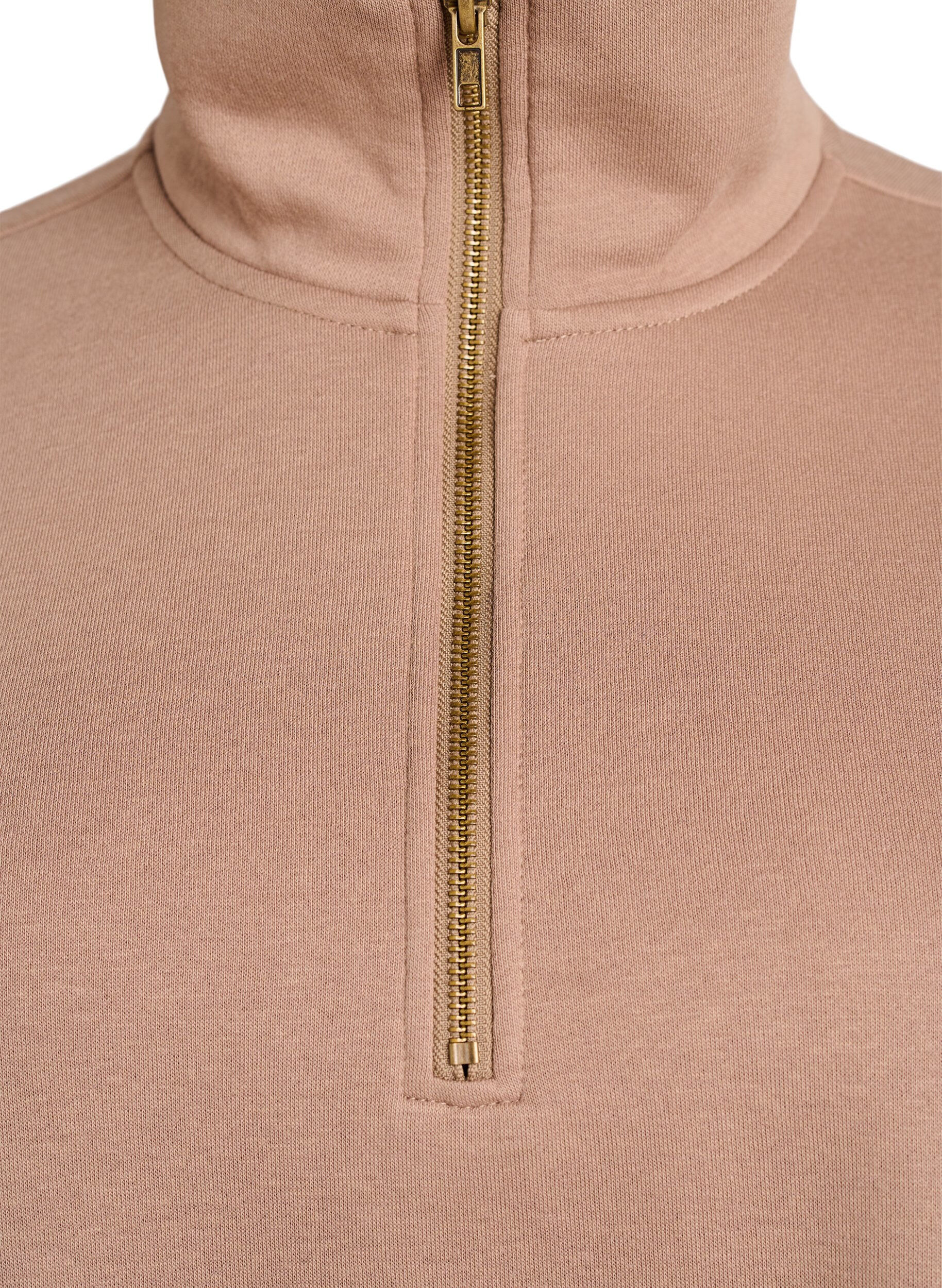 Zizzi Sweatshirt &agrave; col montant et fermeture zipp&eacute;e, Marron, Packshot image number 2