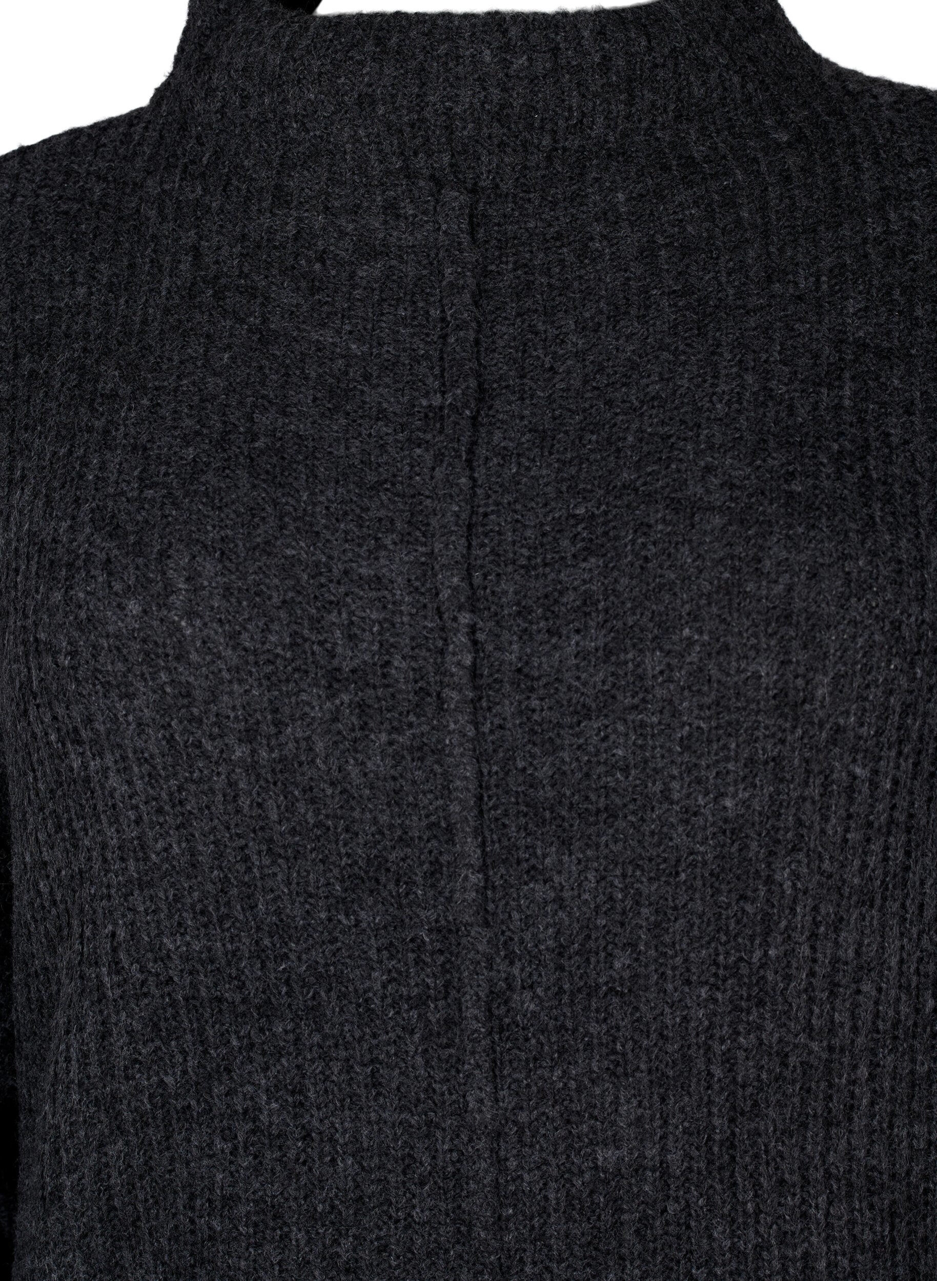 ZizziLanges, &uuml;bergro&szlig;es Strickkleid mit Schlitz, Grau, Packshot image number 2