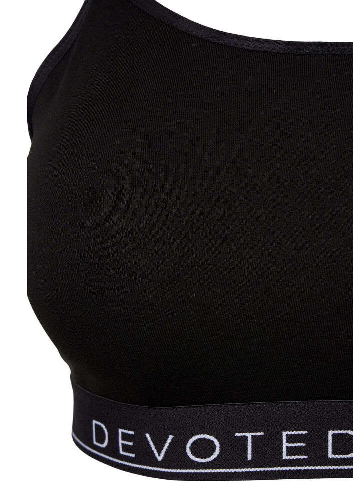 Haut soutien-gorge en coton avec bretelles r&eacute;glables, Noir, Packshot image number 2