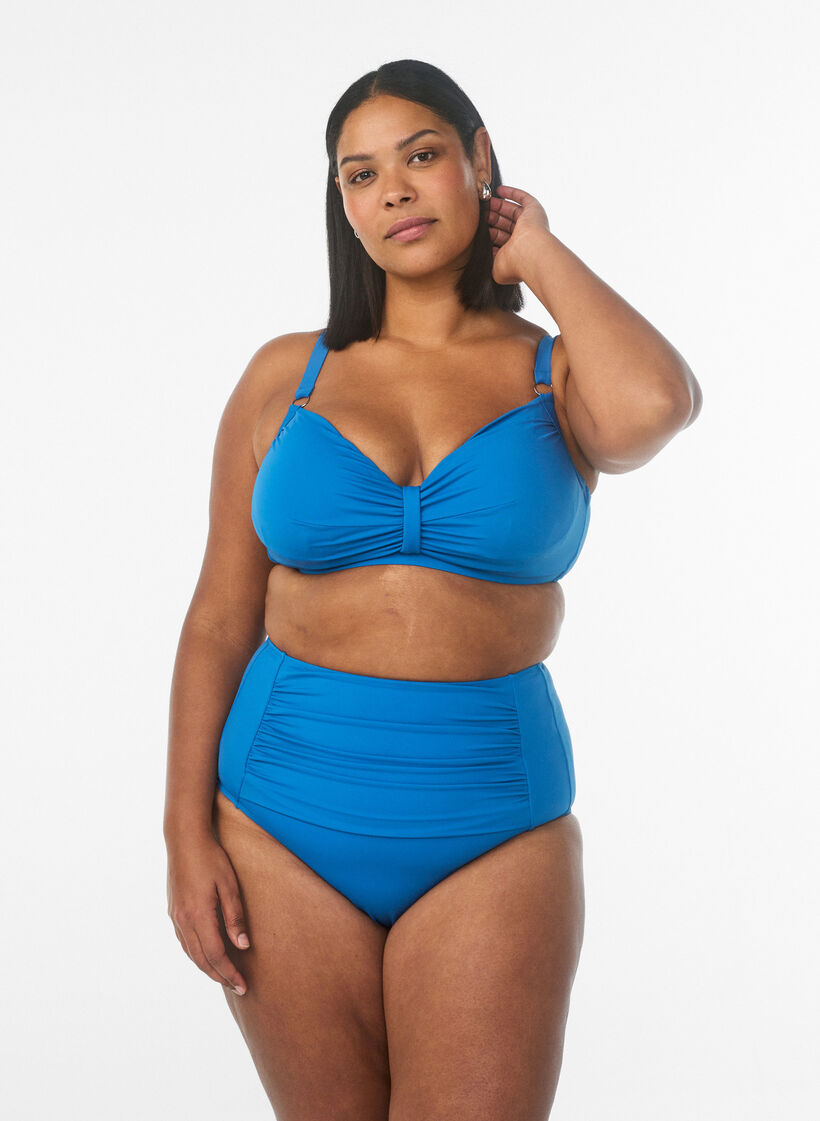 Soutien-gorge de bikini &agrave; armatures avec drap&eacute;, Bleu, Model image number 1