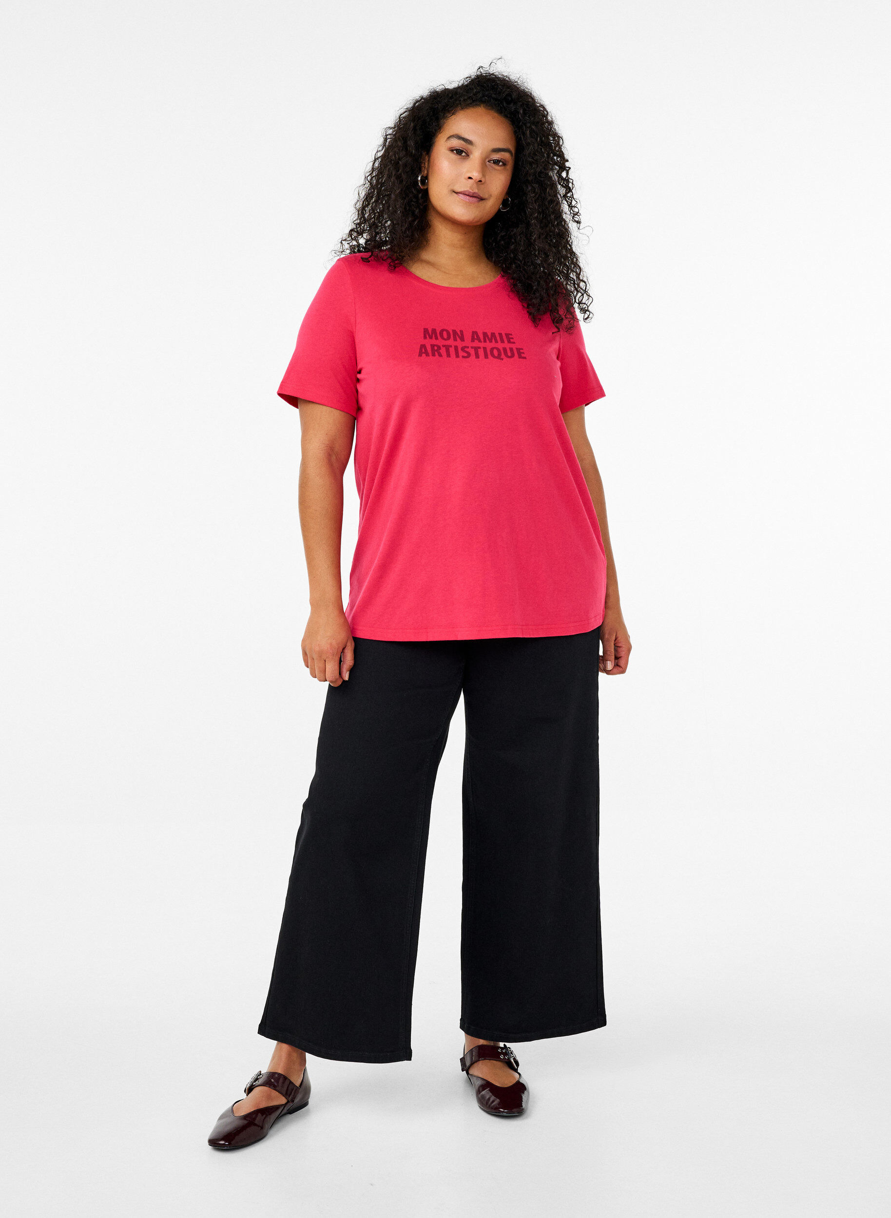 Zizzi FLASH - T-Shirt mit Print, Rot, Model image number 1