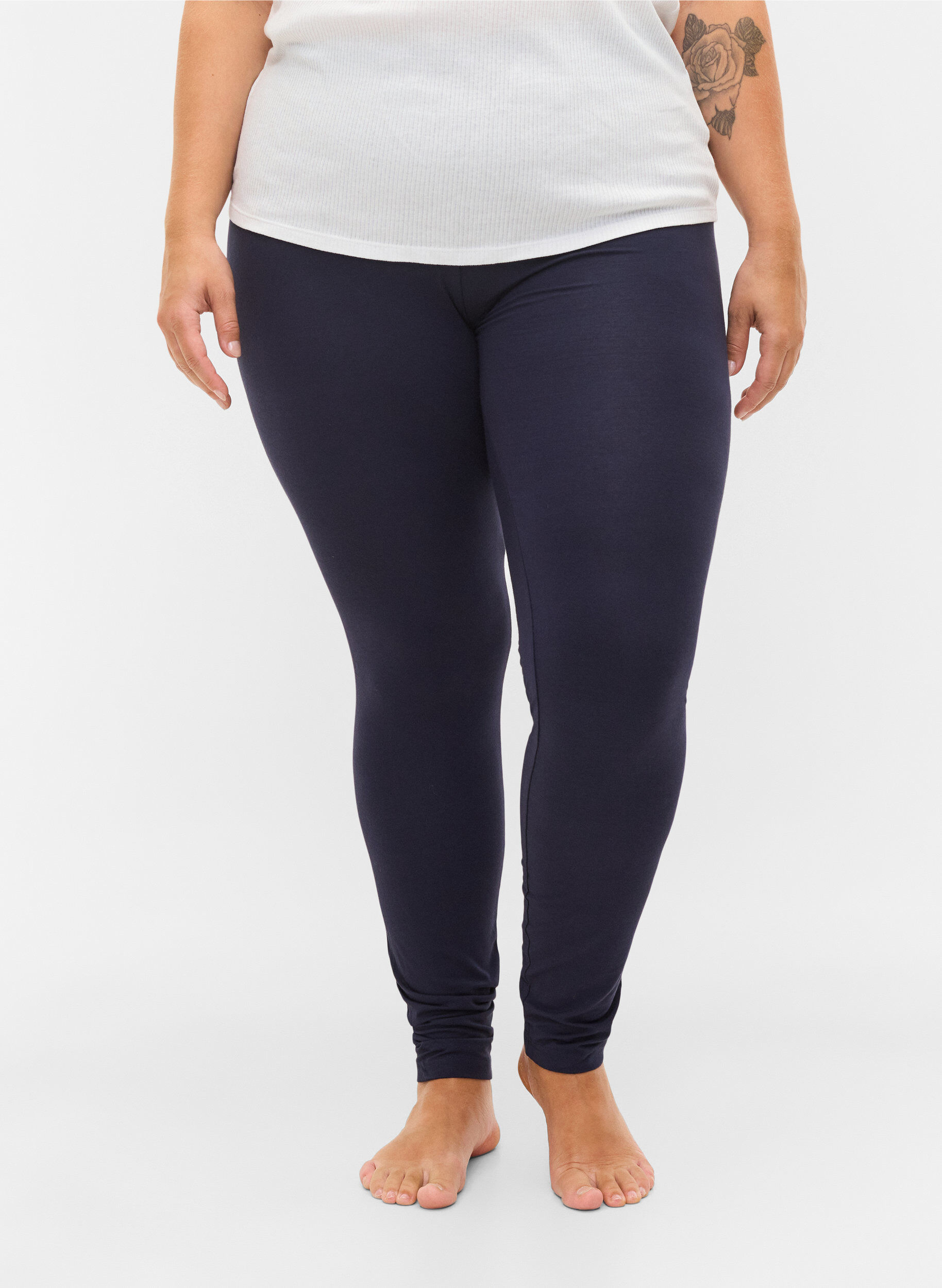 Zizzi Basic-Leggings mit extra L&auml;nge, Blau, Model image number 3