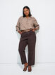 Lockere Bluse mit V-Ausschnitt, Braun, Model image number 1