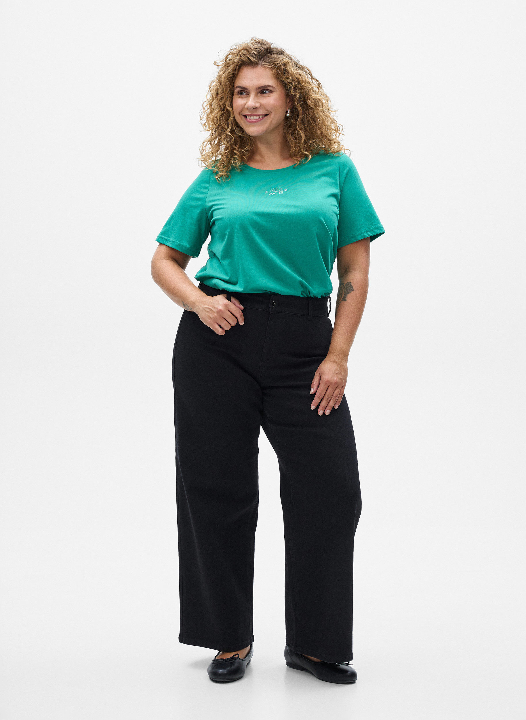 Zizzi FLASH - T-shirt avec motif, Vert, Model image number 1