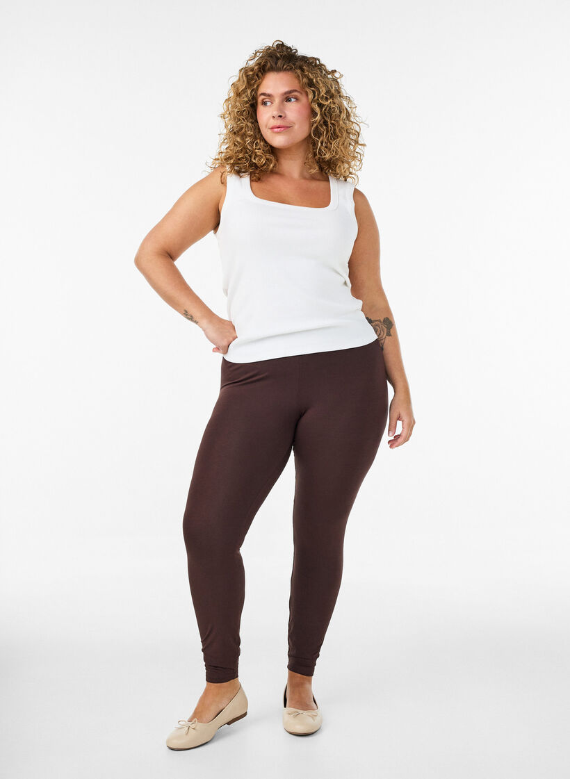 Leggings basiques en viscose, Marron, Model image number 1