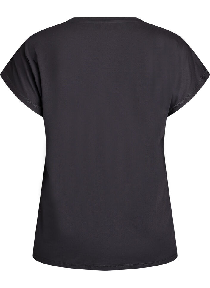 Einfarbiges Trainings-T-Shirt, Schwarz, Packshot