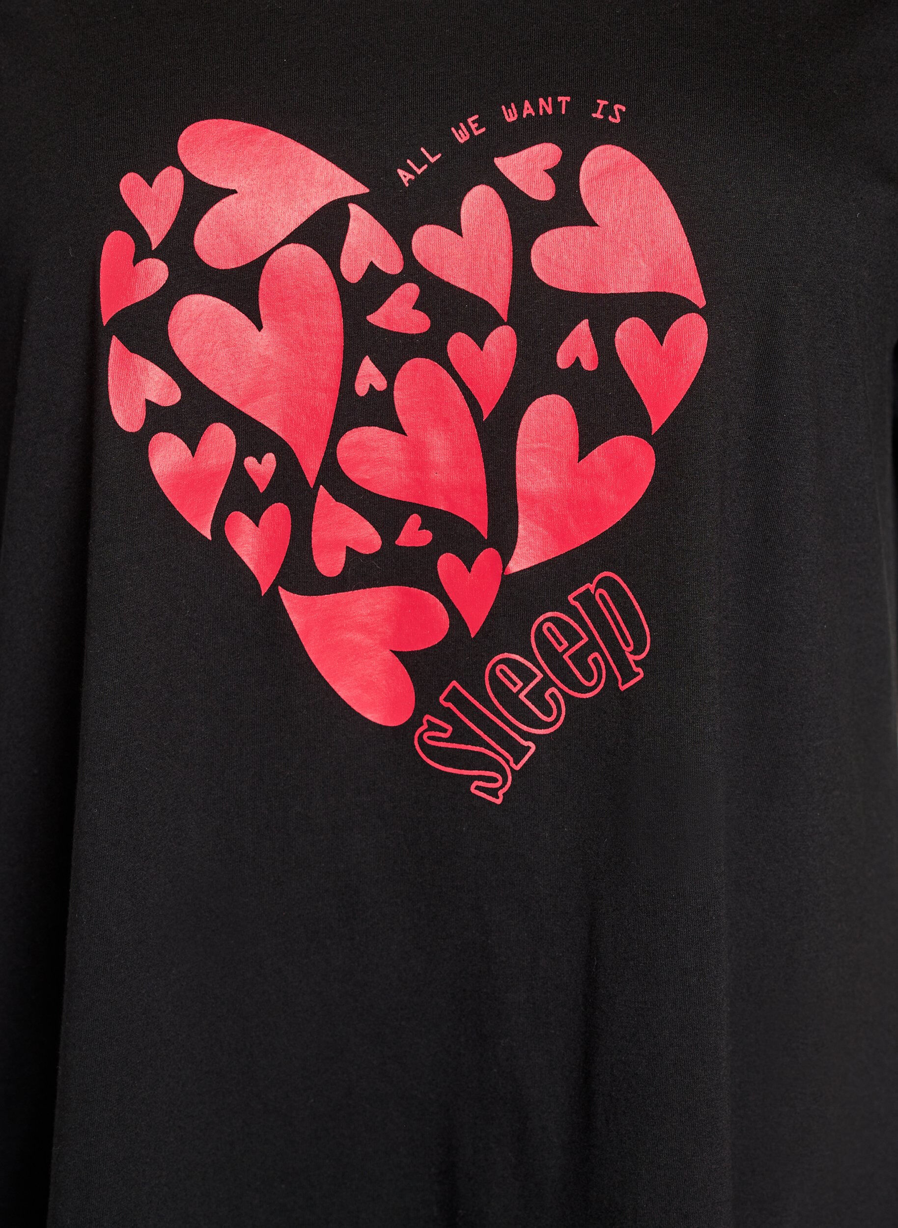 Zizzi Chemise de nuit &agrave; manches courtes en coton biologique, Noir, Packshot image number 2