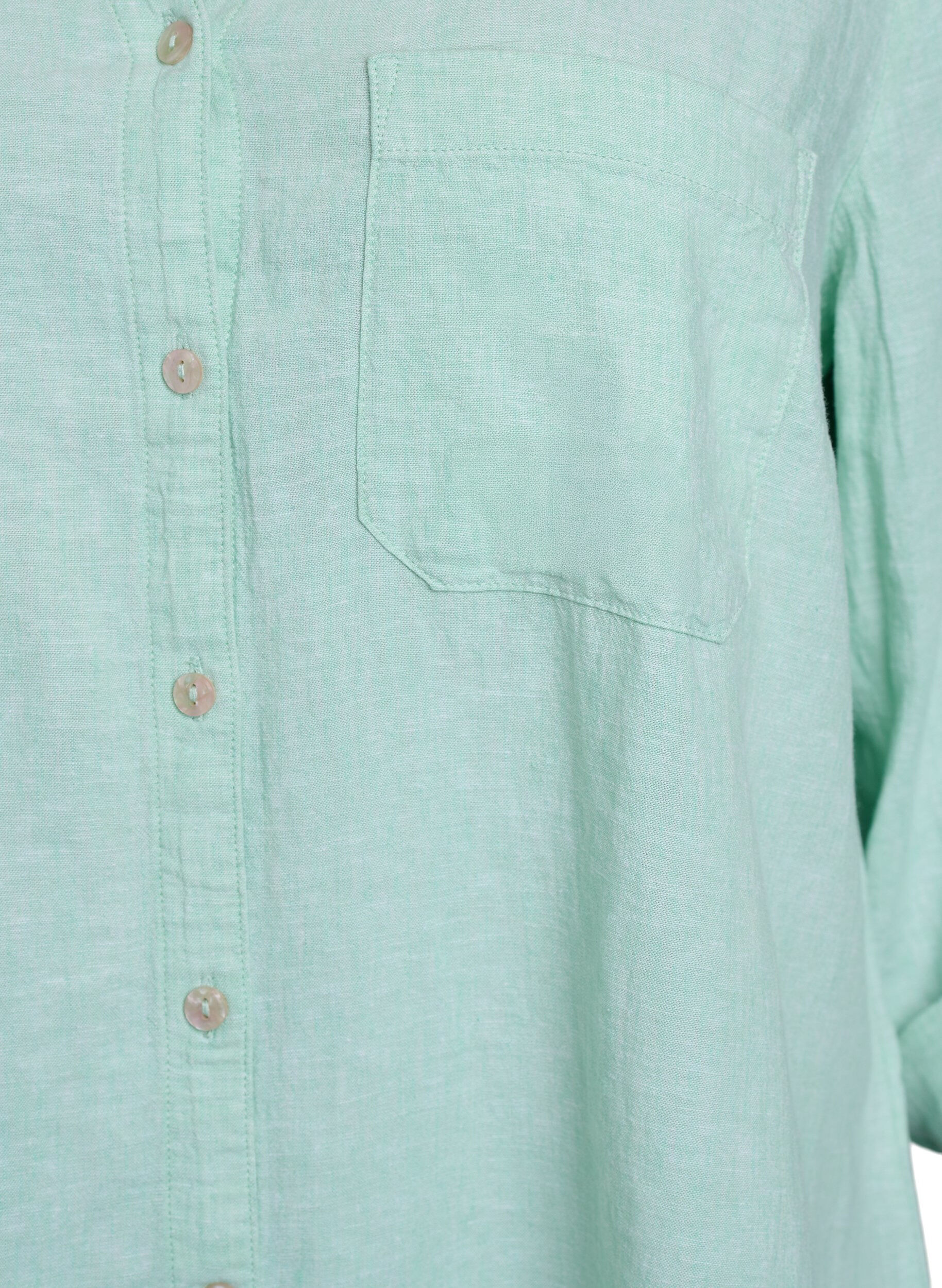 ZizziChemise en lin et viscose avec manches 3/4, Vert clair, Packshot image number 2