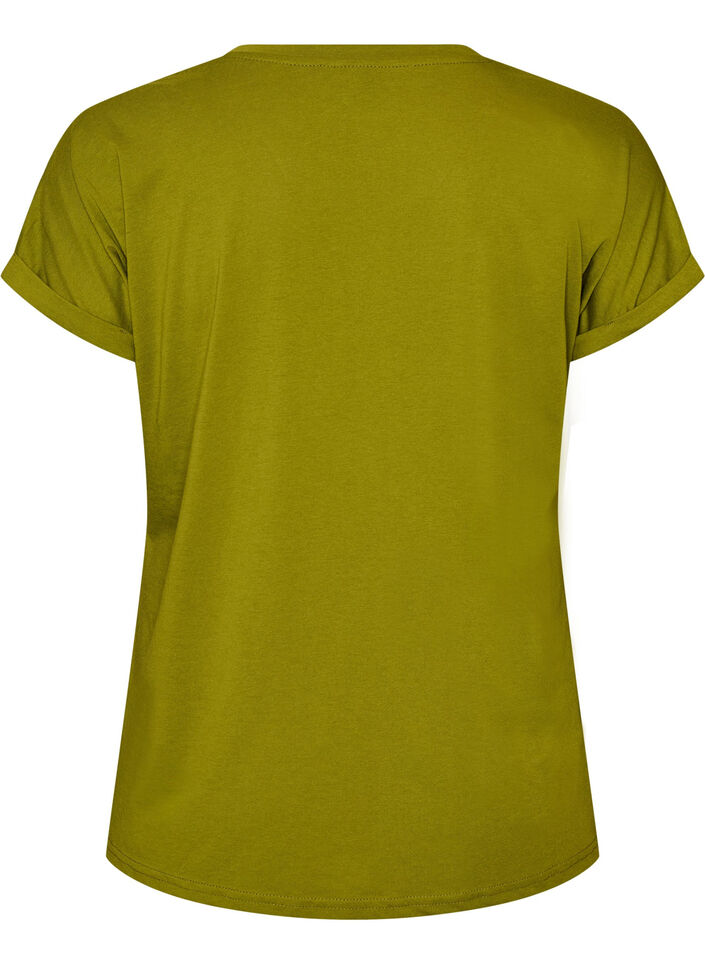 Kurz&auml;rmeliges T-Shirt aus einer Baumwollmischung, Gr&uuml;n, Packshot image number 1