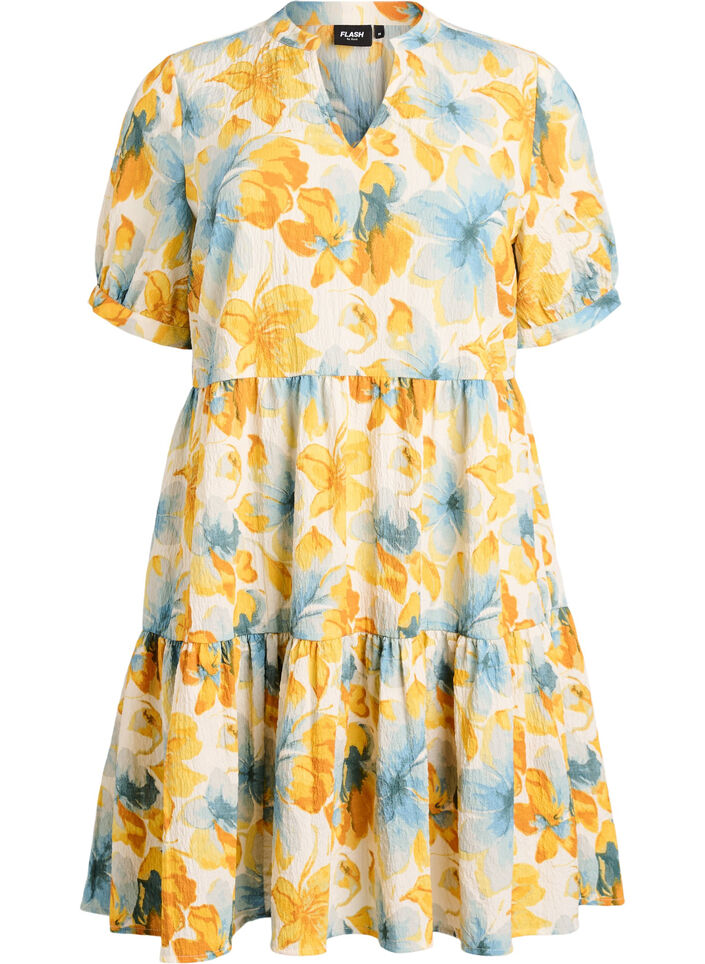 Kurzes A-Linien-Kleid, Gelb, Packshot image number 0