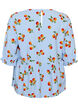 Blouse en coton avec imprim&eacute; tomates et peplum, Bleu Clair, Packshot image number 1
