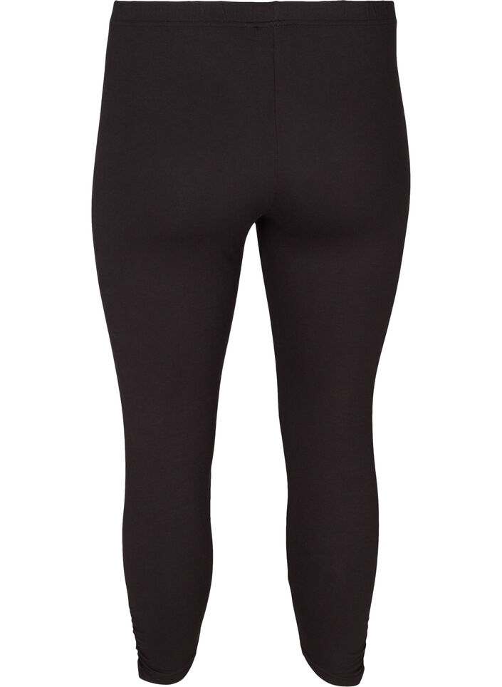 Basic 3/4-Leggings mit R&uuml;schendetail, Schwarz, Packshot image number 1