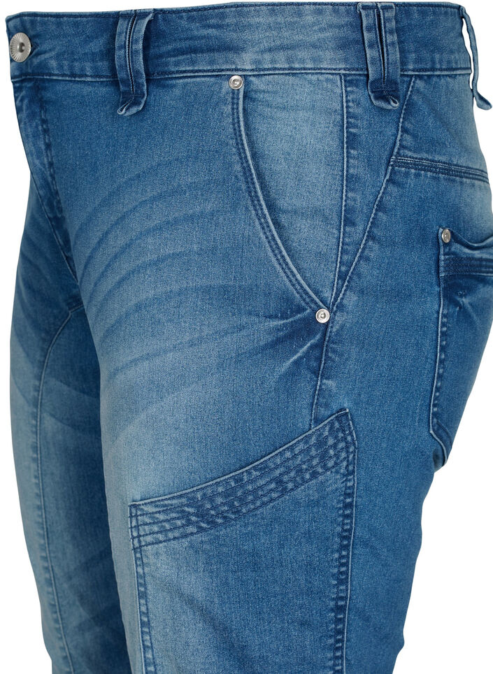 Pantacourt jean slim avec poches, Bleu Clair, Packshot image number 2
