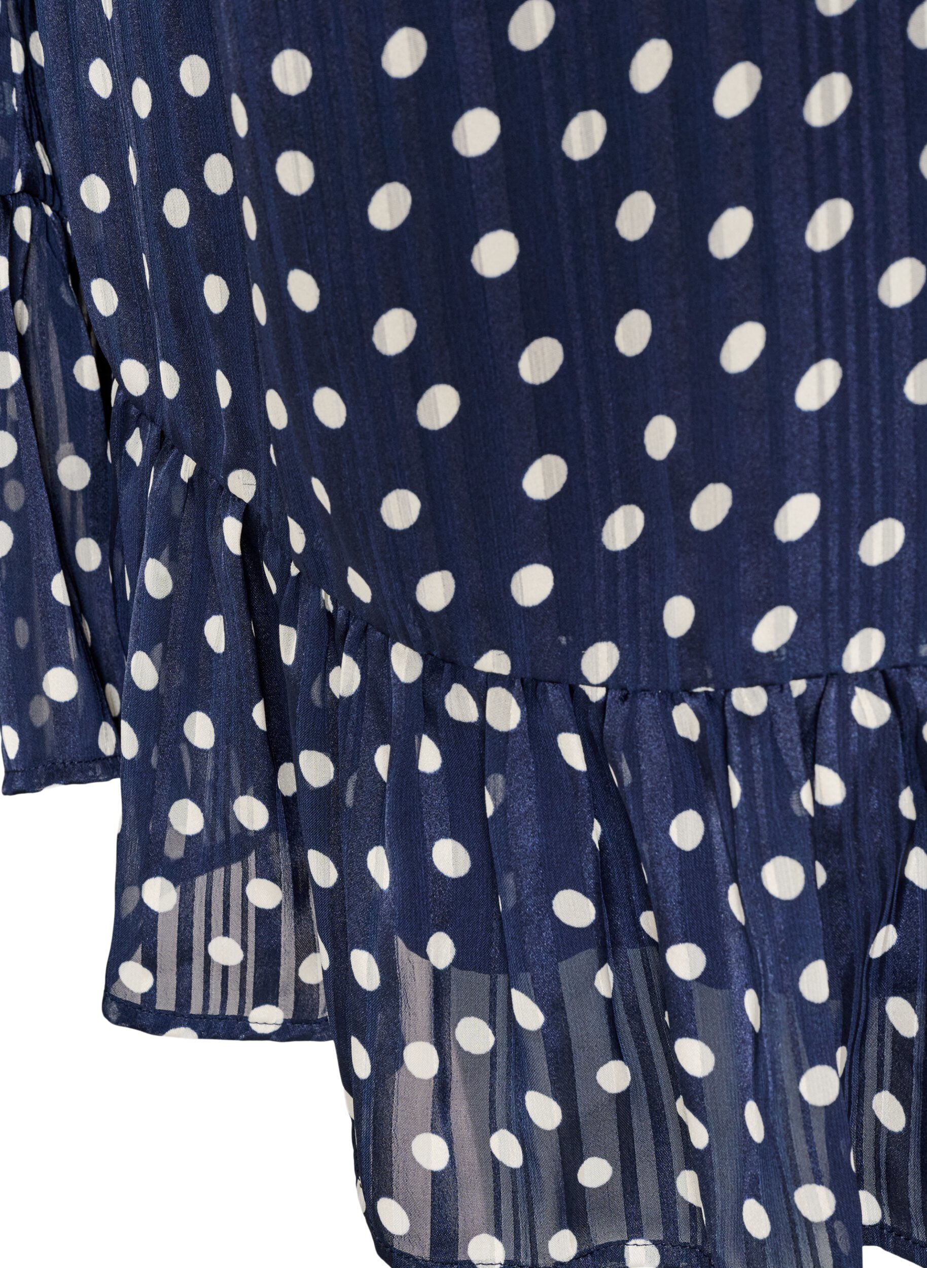 ZizziGemustertes Kleid mit R&uuml;schen und langen &Auml;rmeln, Blau, Packshot image number 3