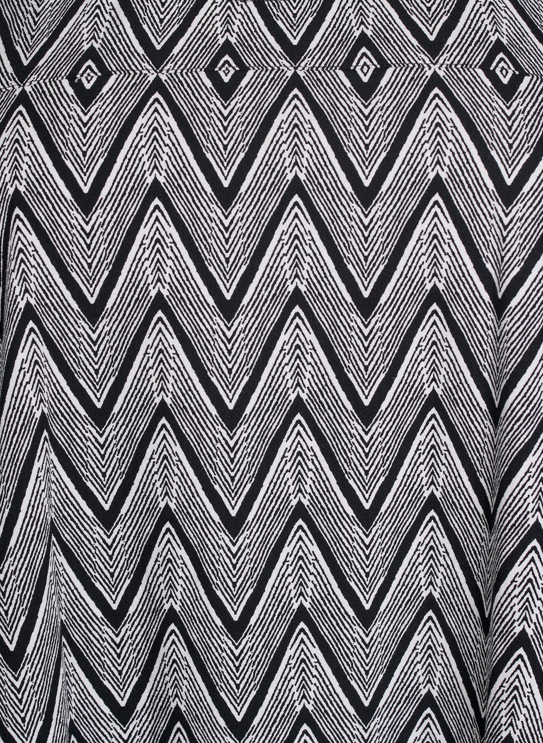 Zizzi Kurz&auml;rmliges Baumwollkleid mit Print, Schwarz, Packshot image number 2