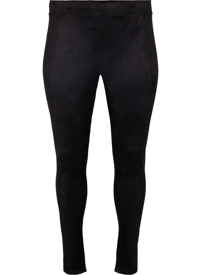 Leggings aus Veloursleder-Imitat, Black, Packshot image number 0