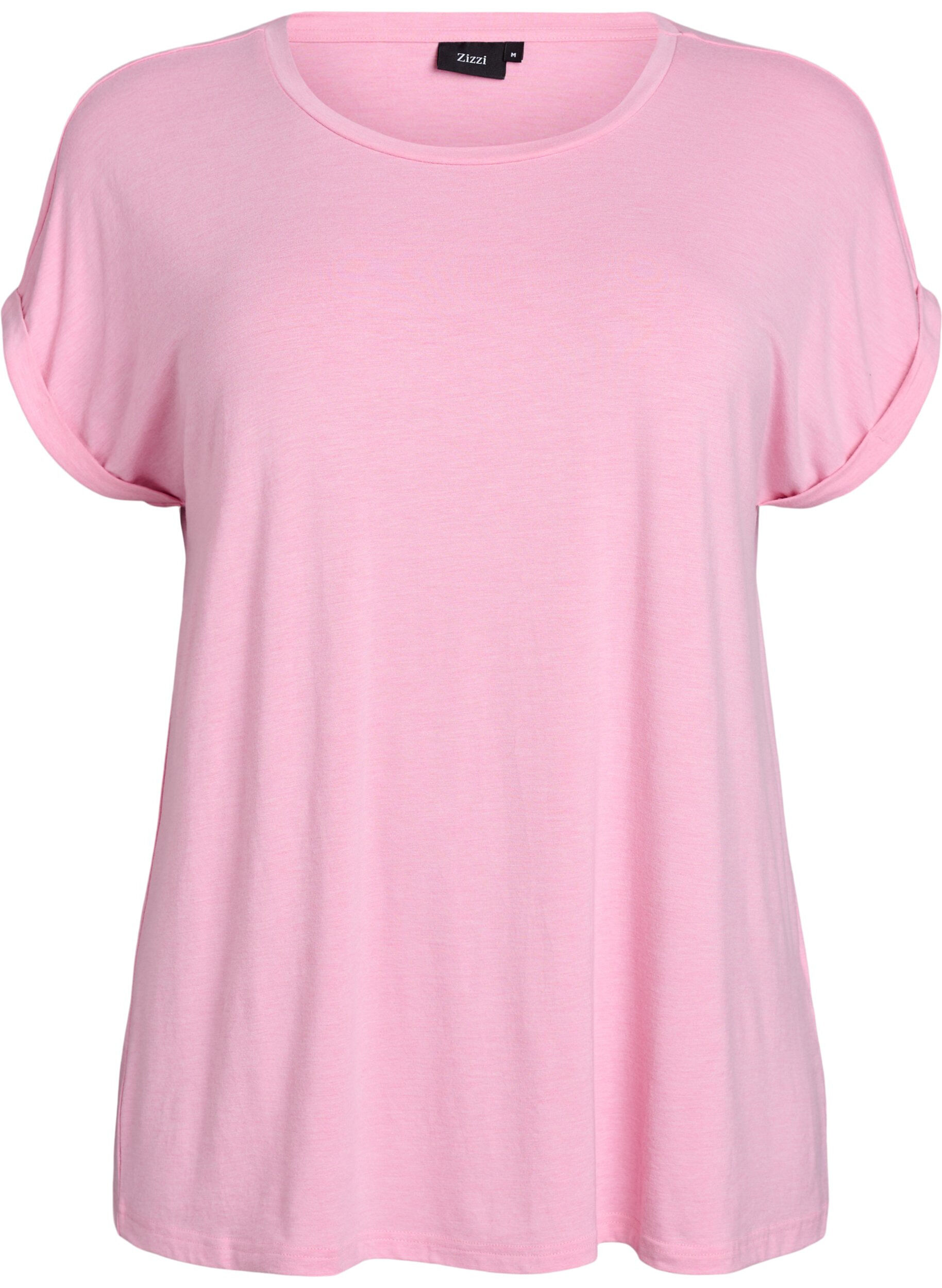 Zizzi Lockeres T-Shirt mit Rundhalsausschnitt, Pink, Packshot image number 0